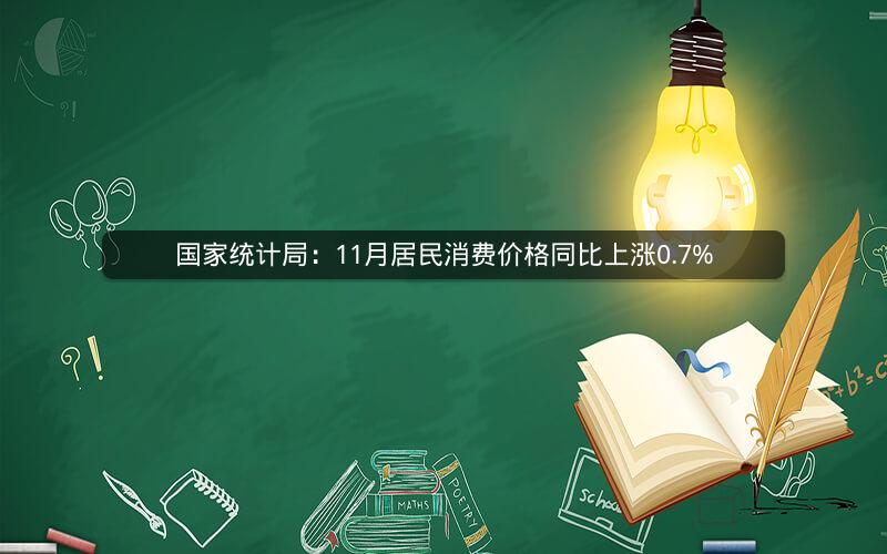 国家统计局：11月居民消费价格同比上涨0.7%
