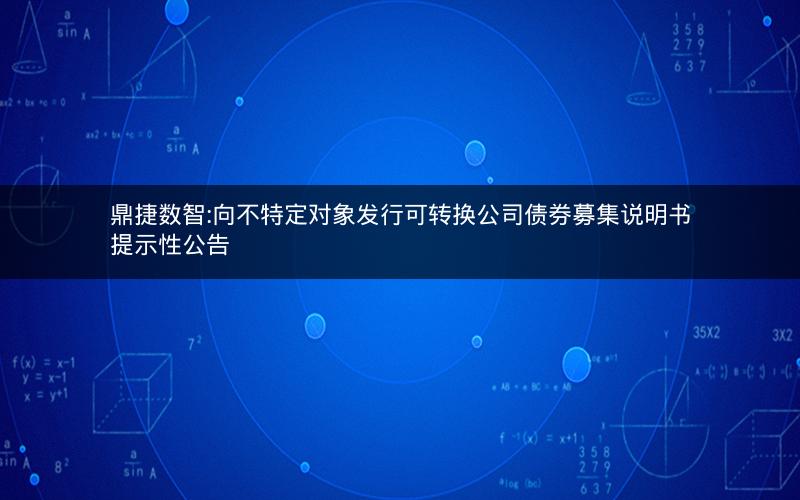 鼎捷数智:向不特定对象发行可转换公司债券募集说明书提示性公告