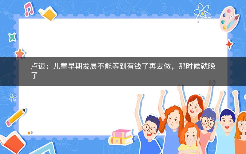 卢迈：儿童早期发展不能等到有钱了再去做，那时候就晚了