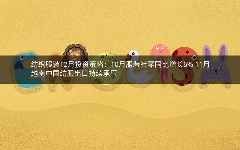 纺织服装12月投资策略：10月服装社零同比增长6% 11月越南中国纺服出口持续承压