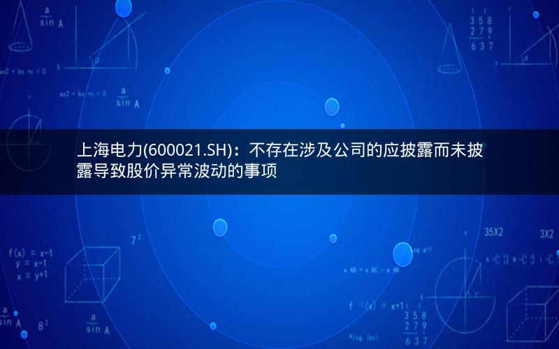 上海电力(600021.SH)：不存在涉及公司的应披露而未披露导致股价异常波动的事项
