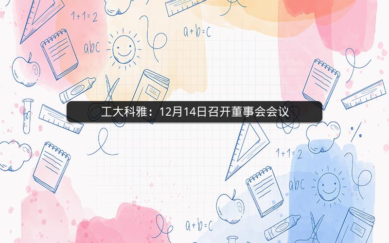 工大科雅：12月14日召开董事会会议