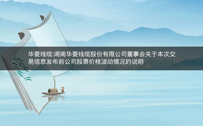 华菱线缆:湖南华菱线缆股份有限公司董事会关于本次交易信息发布前公司股票价格波动情况的说明