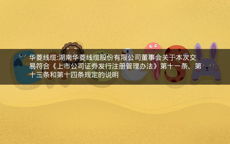 华菱线缆:湖南华菱线缆股份有限公司董事会关于本次交易符合《上市公司证券发行注册管理办法》第十一条、第十三条和第十四条规定的说明