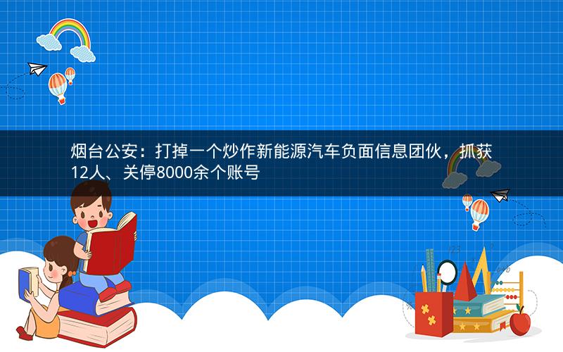 烟台公安：打掉一个炒作新能源汽车负面信息团伙，抓获12人、关停8000余个账号
