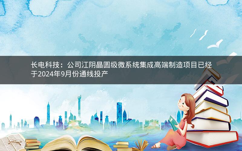 长电科技：公司江阴晶圆级微系统集成高端制造项目已经于2024年9月份通线投产
