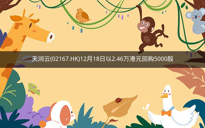 天润云(02167.HK)12月18日以2.46万港元回购5000股
