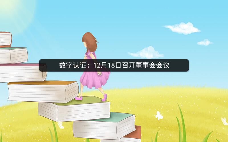 数字认证:12月18日召开董事会会议 数字认证:12月18日召开董事会会议
