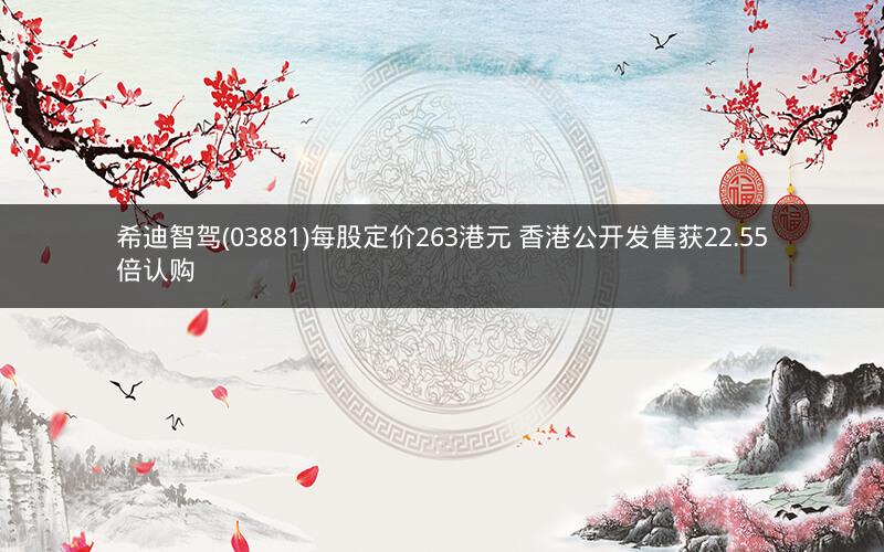 希迪智驾(03881)每股定价263港元 香港公开发售获22.55倍认购