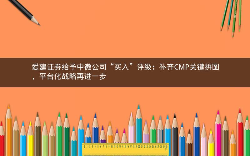 爱建证券给予中微公司“买入”评级：补齐CMP关键拼图，平台化战略再进一步
