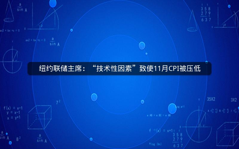 纽约联储主席：“技术性因素”致使11月CPI被压低