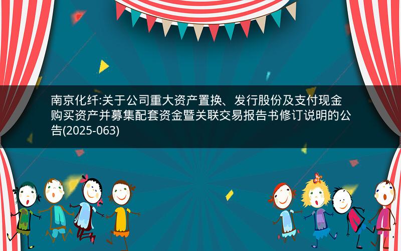 南京化纤:关于公司重大资产置换、发行股份及支付现金购买资产并募集配套资金暨关联交易报告书修订说明的公告(2025-063)