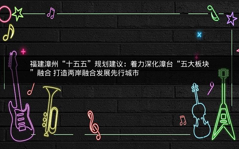 福建漳州“十五五”规划建议：着力深化漳台“五大板块”融合 打造两岸融合发展先行城市