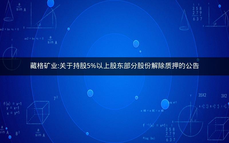 藏格矿业:关于持股5%以上股东部分股份解除质押的公告