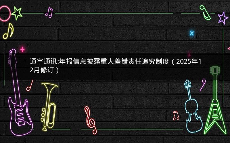 通宇通讯:年报信息披露重大差错责任追究制度（2025年12月修订）
