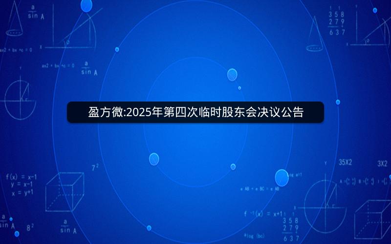 盈方微:2025年第四次临时股东会决议公告
