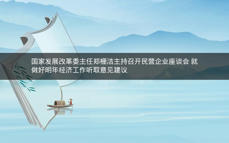 国家发展改革委主任郑栅洁主持召开民营企业座谈会 就做好明年经济工作听取意见建议