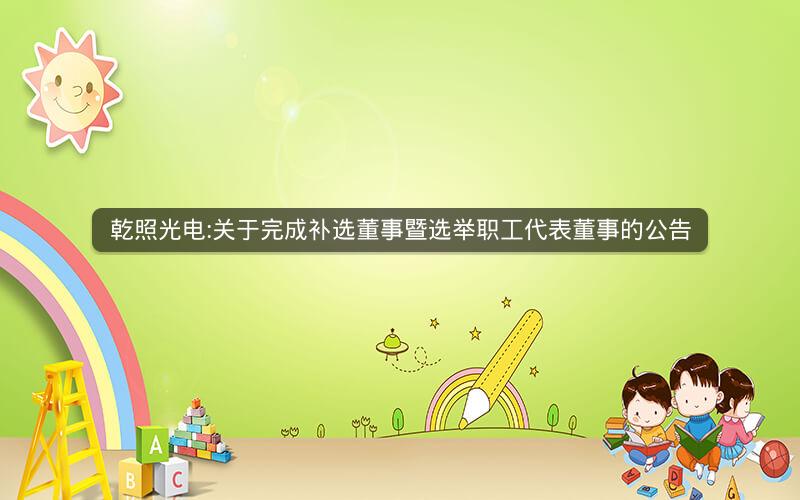 乾照光电:关于完成补选董事暨选举职工代表董事的公告