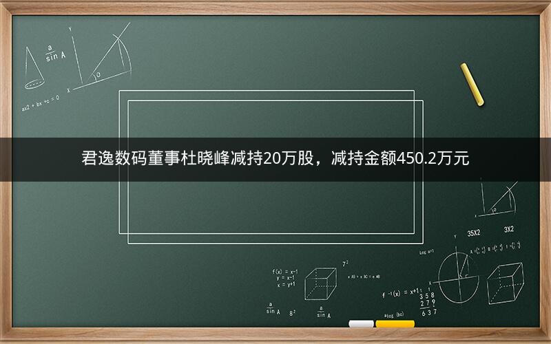 君逸数码董事杜晓峰减持20万股，减持金额450.2万元