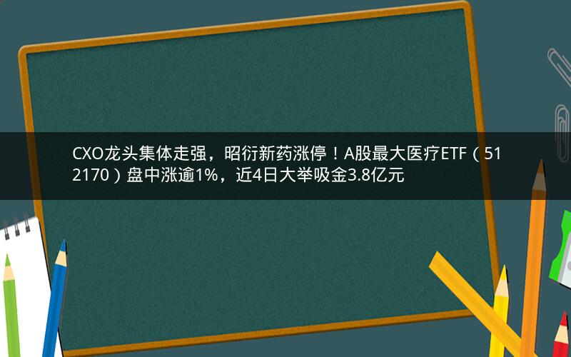 CXO龙头集体走强，昭衍新药涨停！A股最大医疗ETF（512170）盘中涨逾1%，近4日大举吸金3.8亿元