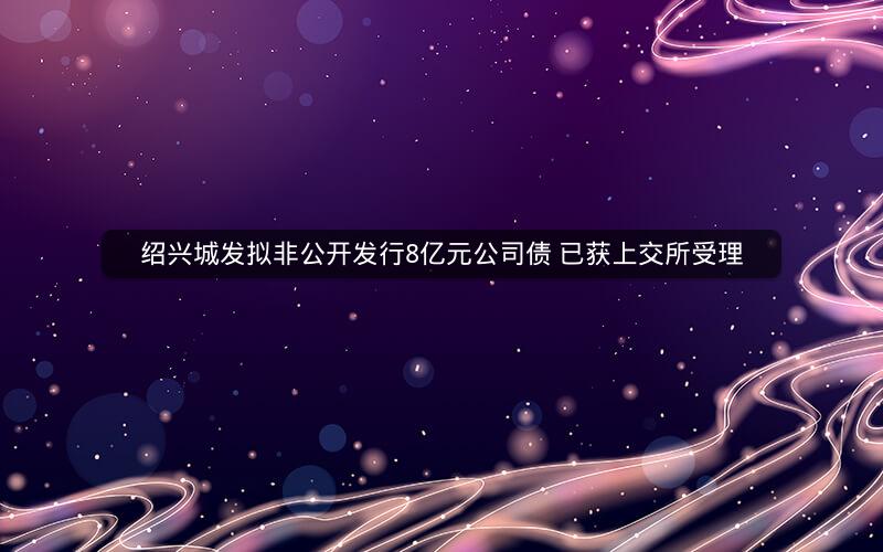 绍兴城发拟非公开发行8亿元公司债 已获上交所受理