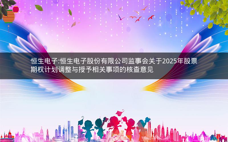 恒生电子:恒生电子股份有限公司监事会关于2025年股票期权计划调整与授予相关事项的核查意见