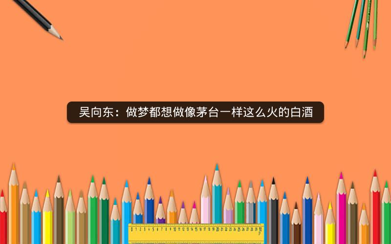 吴向东：做梦都想做像茅台一样这么火的白酒