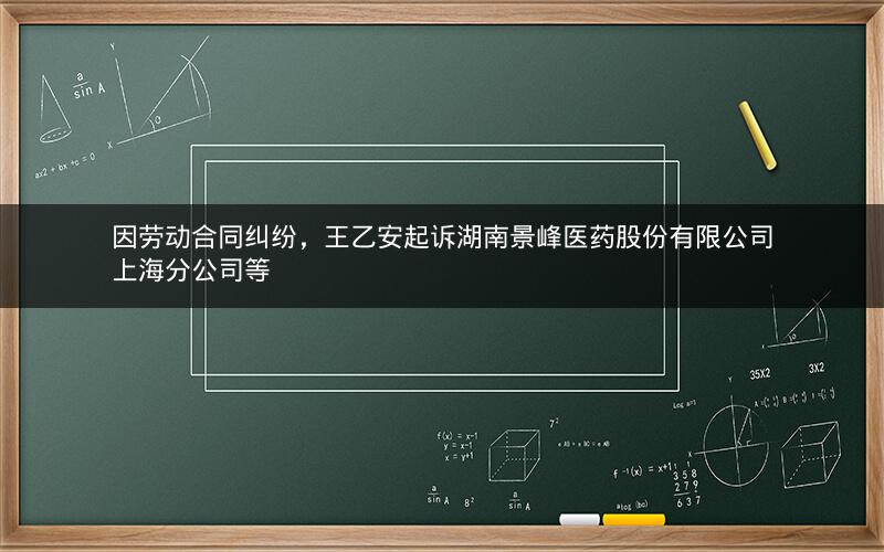 因劳动合同纠纷，王乙安起诉湖南景峰医药股份有限公司上海分公司等