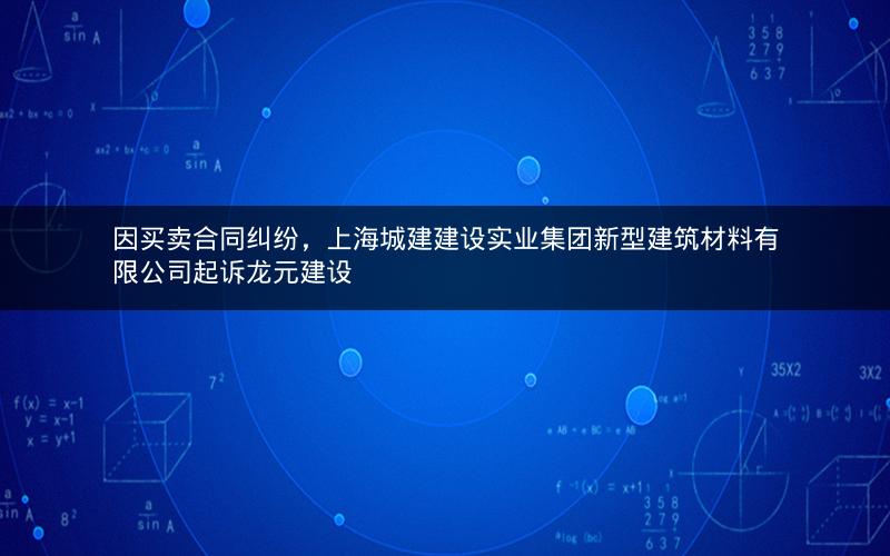 因买卖合同纠纷，上海城建建设实业集团新型建筑材料有限公司起诉龙元建设