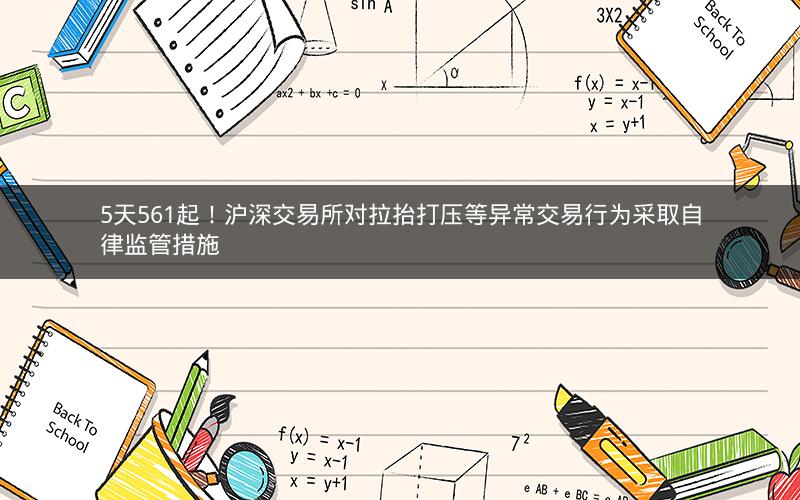 5天561起！沪深交易所对拉抬打压等异常交易行为采取自律监管措施