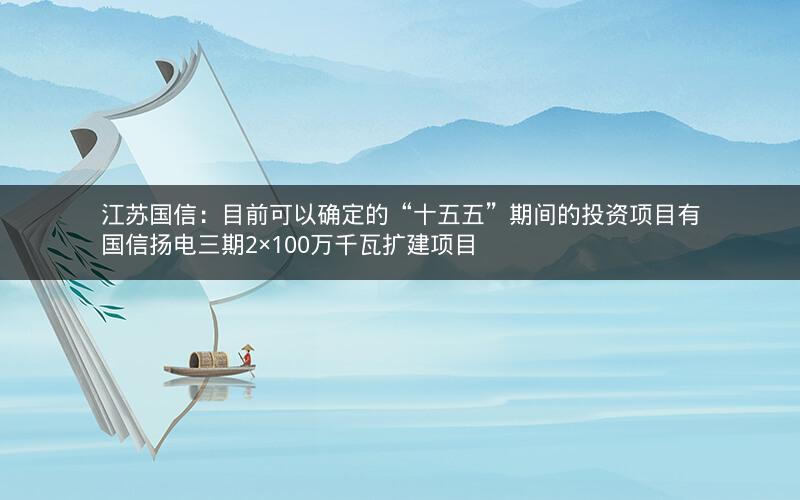 江苏国信：目前可以确定的“十五五”期间的投资项目有国信扬电三期2×100万千瓦扩建项目