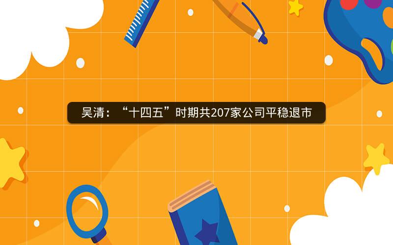 吴清：“十四五”时期共207家公司平稳退市