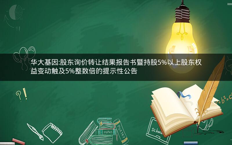 华大基因:股东询价转让结果报告书暨持股5%以上股东权益变动触及5%整数倍的提示性公告