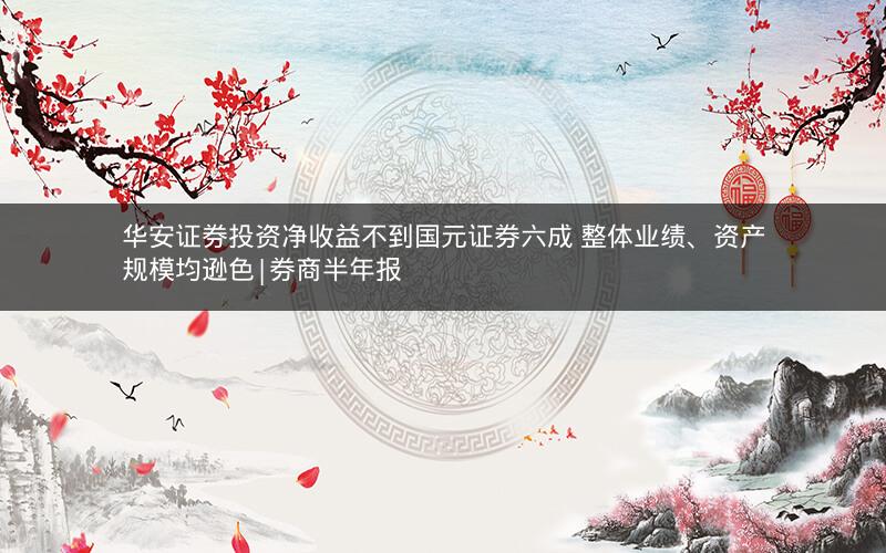 华安证券投资净收益不到国元证券六成 整体业绩、资产规模均逊色|券商半年报 华安证券投资净收益不到国元证券六成 整体业绩、资产规模均逊色|券商半年报