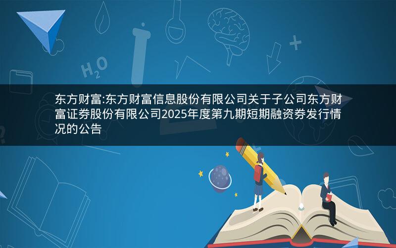 东方财富:东方财富信息股份有限公司关于子公司东方财富证券股份有限公司2025年度第九期短期融资券发行情况的公告