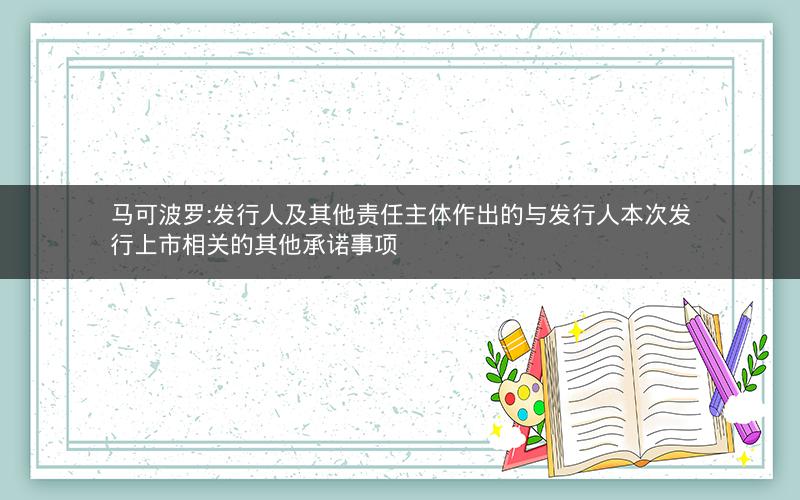 马可波罗:发行人及其他责任主体作出的与发行人本次发行上市相关的其他承诺事项