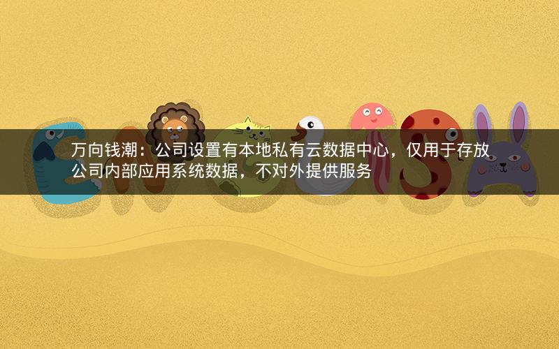 万向钱潮：公司设置有本地私有云数据中心，仅用于存放公司内部应用系统数据，不对外提供服务