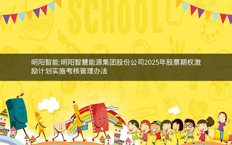 明阳智能:明阳智慧能源集团股份公司2025年股票期权激励计划实施考核管理办法