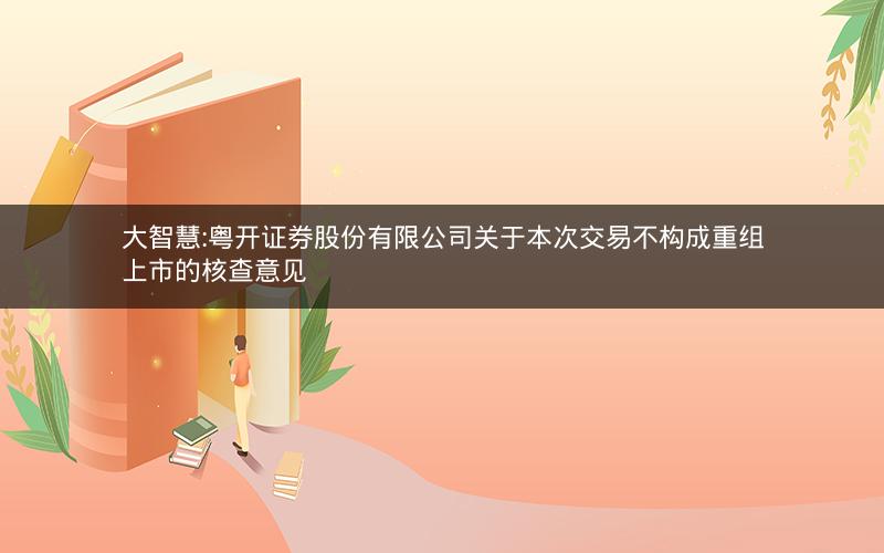 大智慧:粤开证券股份有限公司关于本次交易不构成重组上市的核查意见