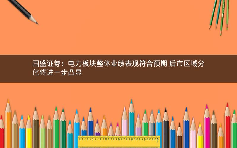 国盛证券：电力板块整体业绩表现符合预期 后市区域分化将进一步凸显