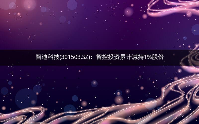 智迪科技(301503.SZ)：智控投资累计减持1%股份