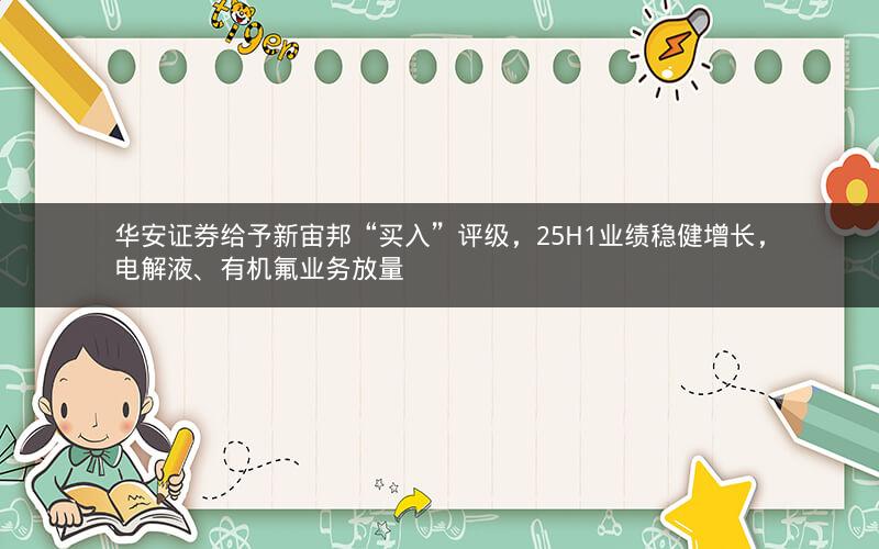 华安证券给予新宙邦“买入”评级，25H1业绩稳健增长，电解液、有机氟业务放量