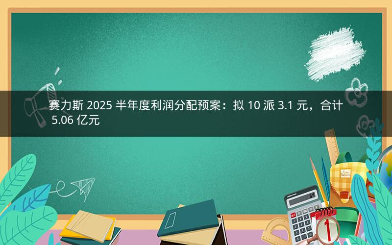 赛力斯 2025 半年度利润分配预案：拟 10 派 3.1 元，合计 5.06 亿元