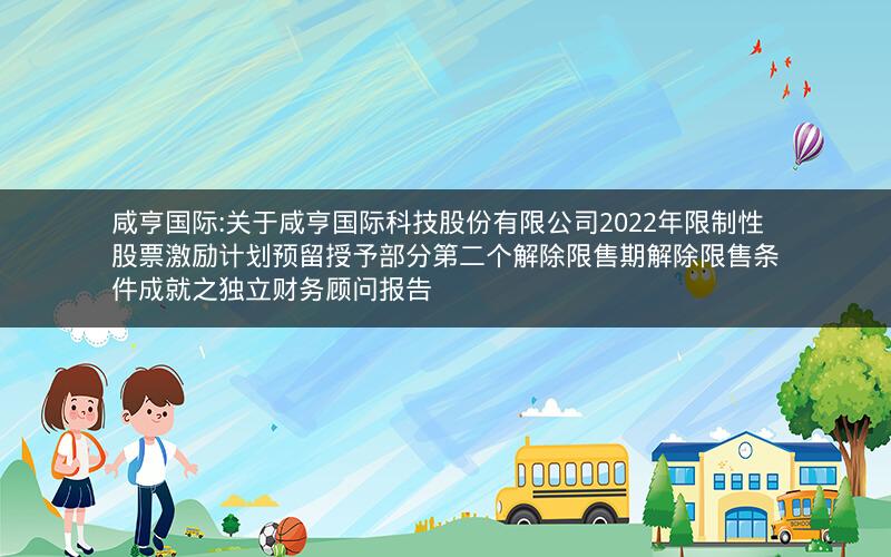 咸亨国际:关于咸亨国际科技股份有限公司2022年限制性股票激励计划预留授予部分第二个解除限售期解除限售条件成就之独立财务顾问报告