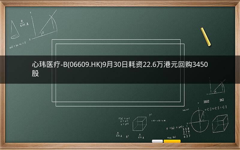 心玮医疗-B(06609.HK)9月30日耗资22.6万港元回购3450股