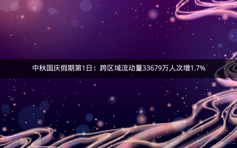 中秋国庆假期第1日：跨区域流动量33679万人次增1.7%