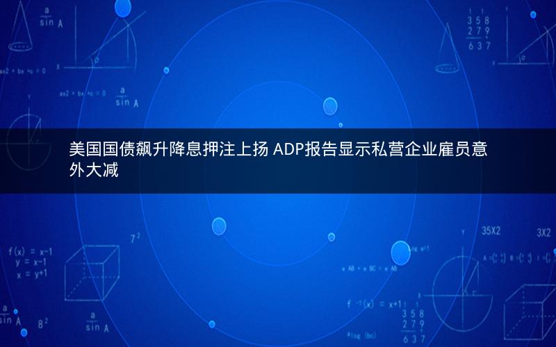 美国国债飙升降息押注上扬 ADP报告显示私营企业雇员意外大减