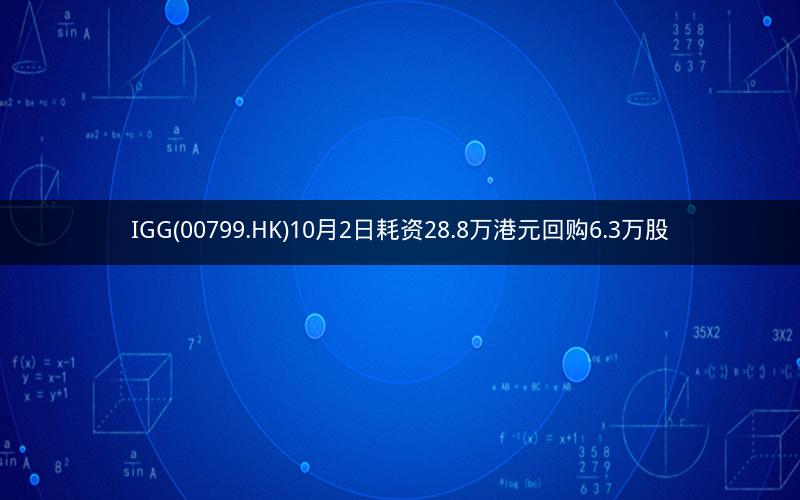 IGG(00799.HK)10月2日耗资28.8万港元回购6.3万股