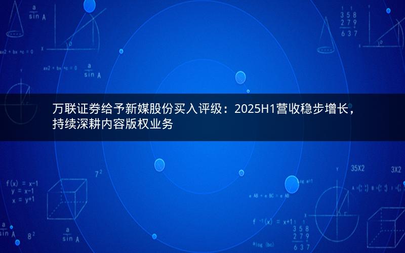 万联证券给予新媒股份买入评级：2025H1营收稳步增长，持续深耕内容版权业务