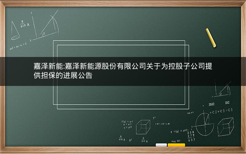 嘉泽新能:嘉泽新能源股份有限公司关于为控股子公司提供担保的进展公告